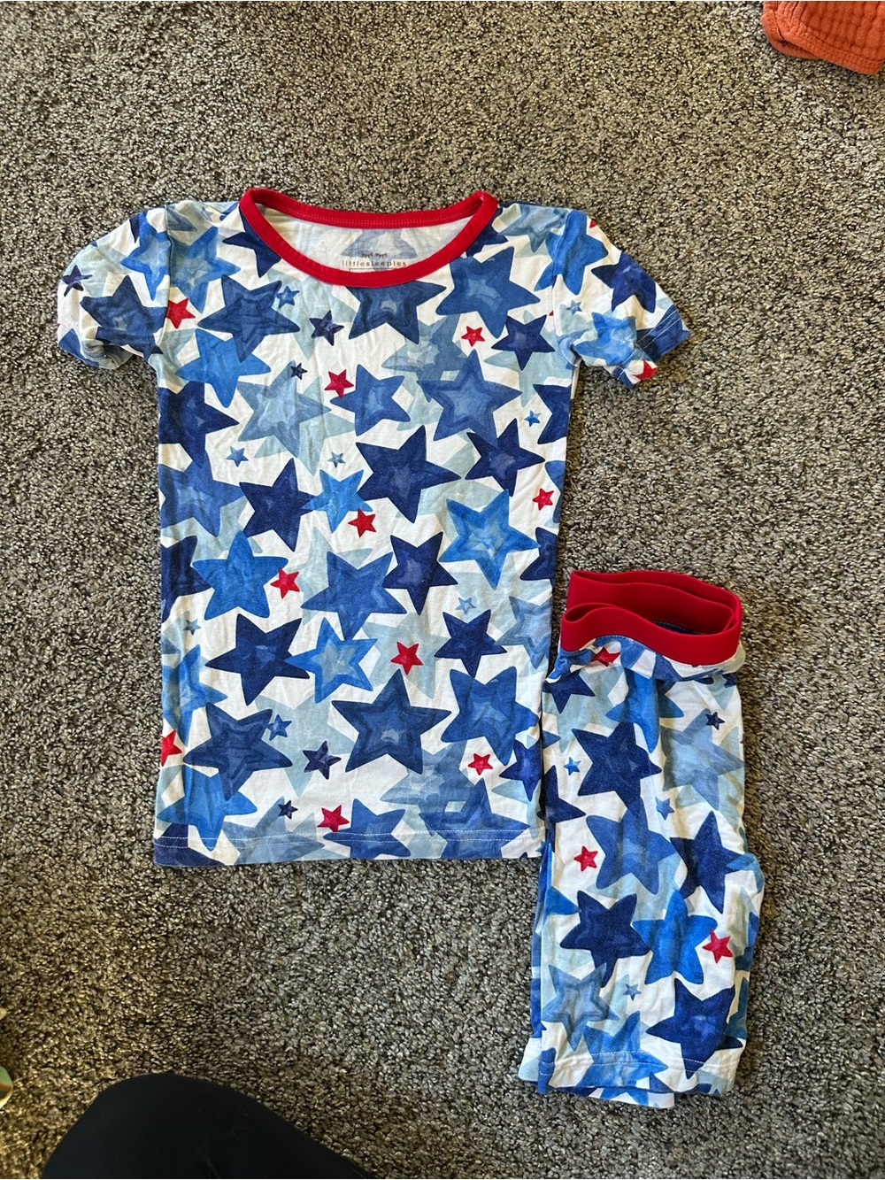 Little Sleepies Blue, Red, White Star Pajama Set 5/6 size